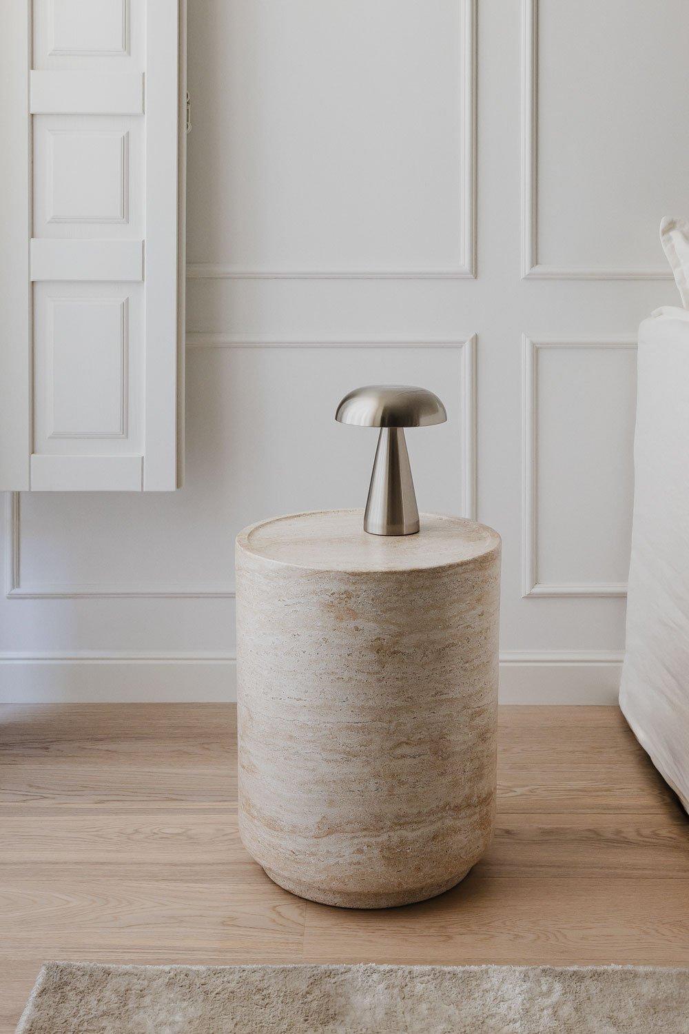 sklum Table d'appoint ronde en ciment aspect travertin (Ø35 cm) Darwys