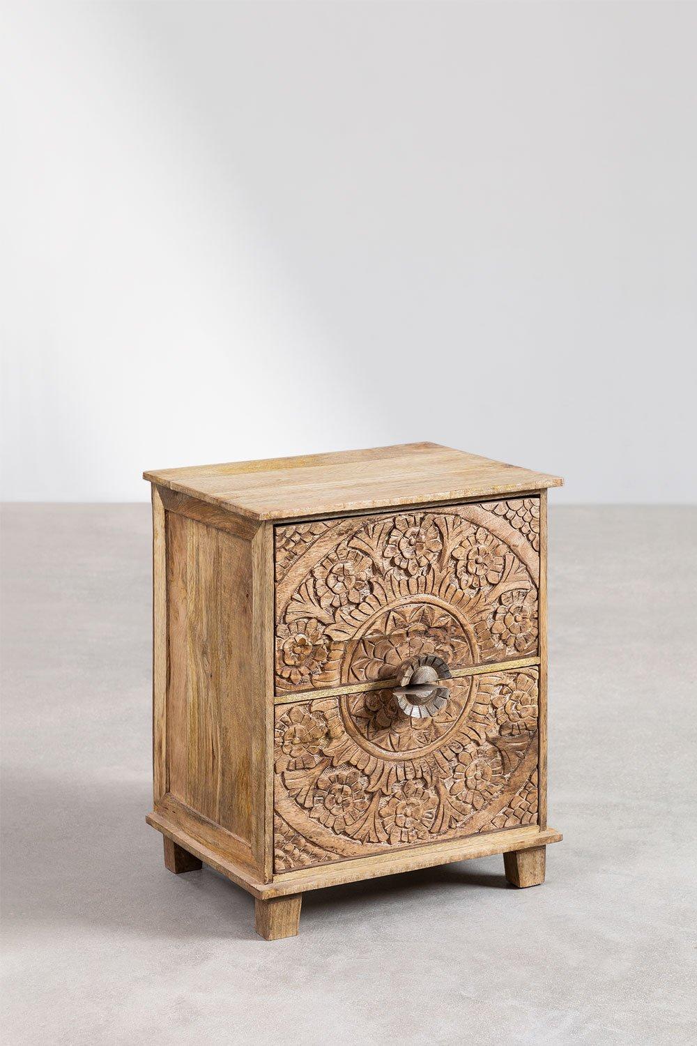 Sklum Table De Chevet En Bois De Manguier Avec Tiroirs Wiluna