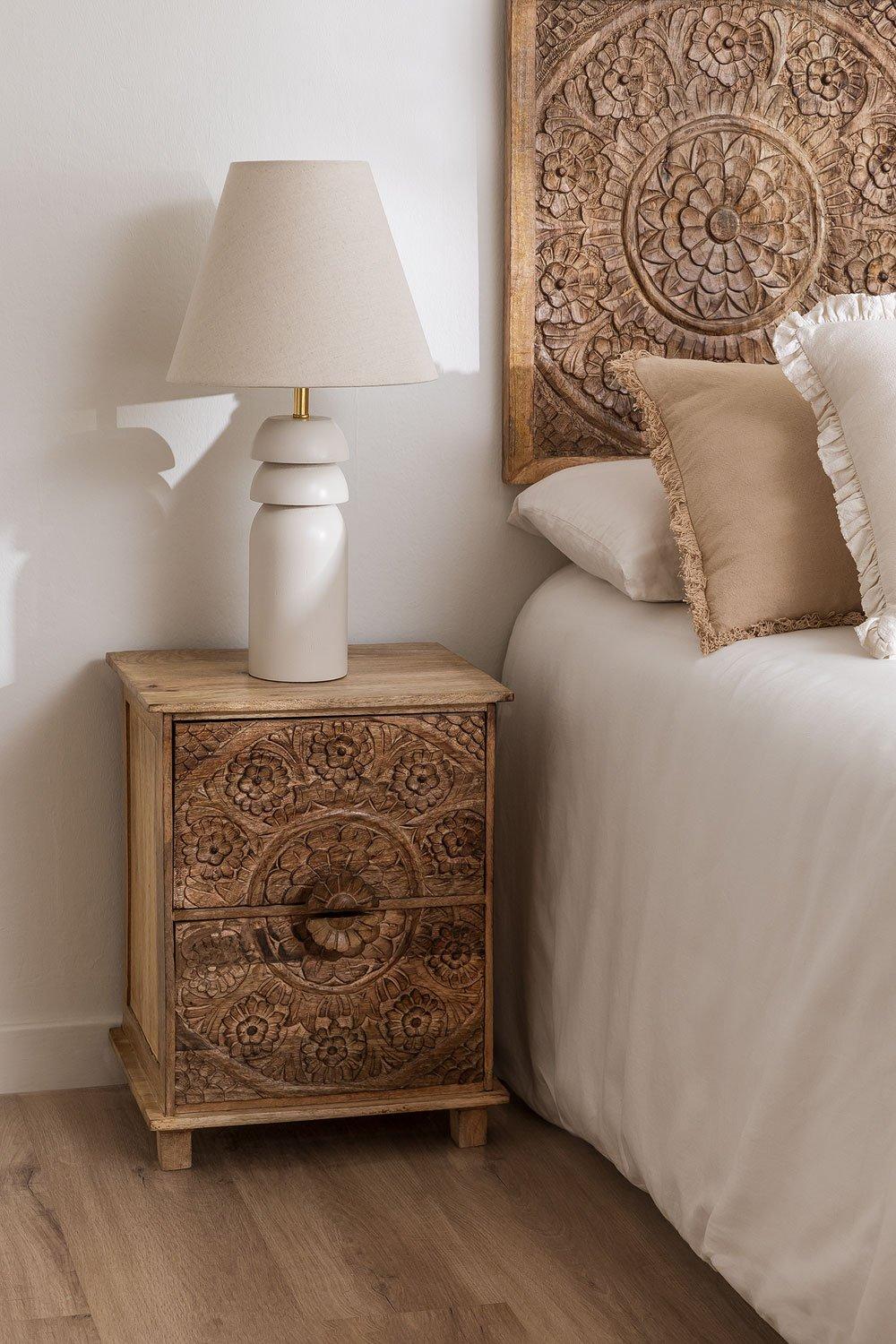 sklum Table de chevet en bois de manguier avec tiroirs Wiluna