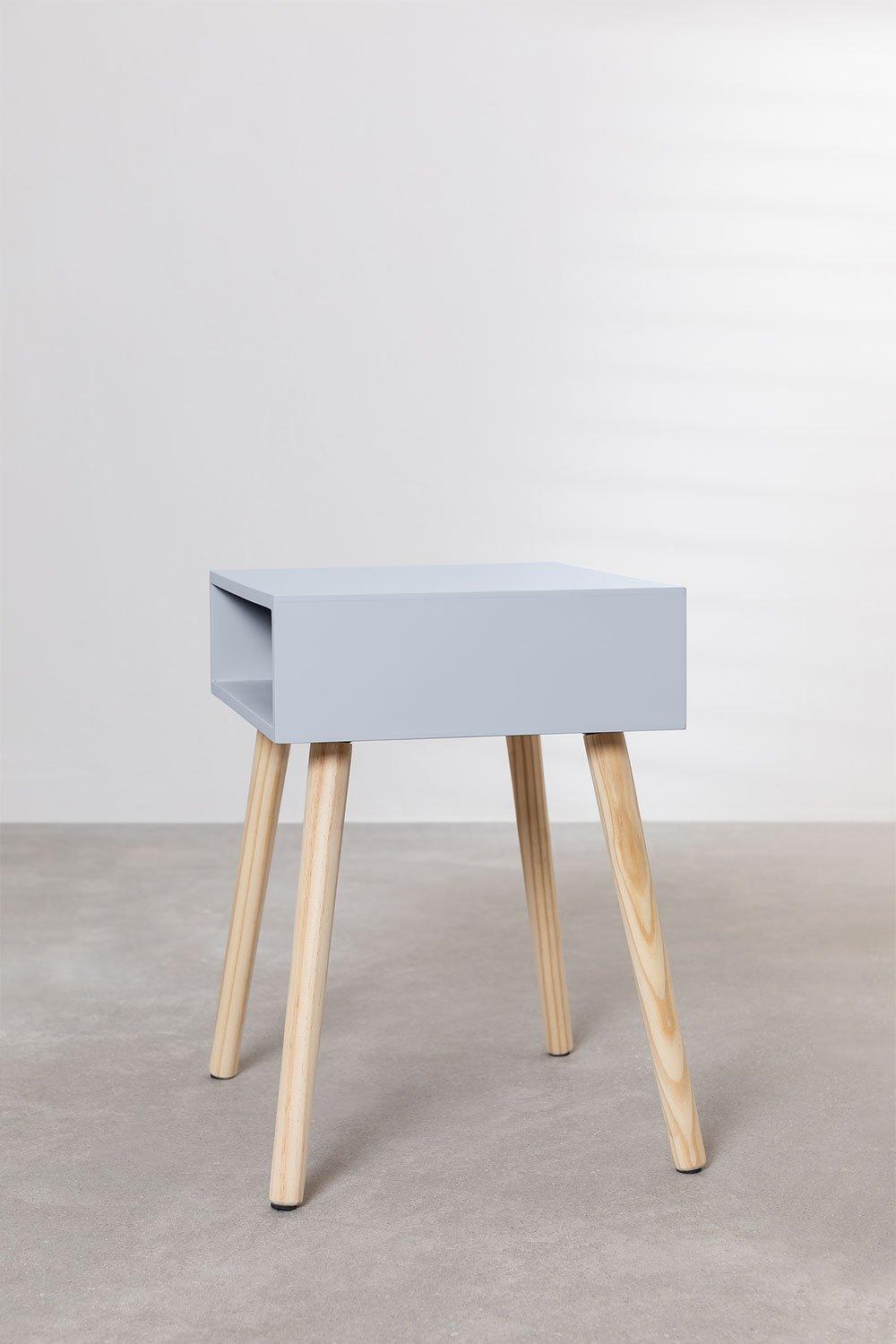 Sklum Table De Chevet Rectangulaire 40x35 Cm En Bois Zente