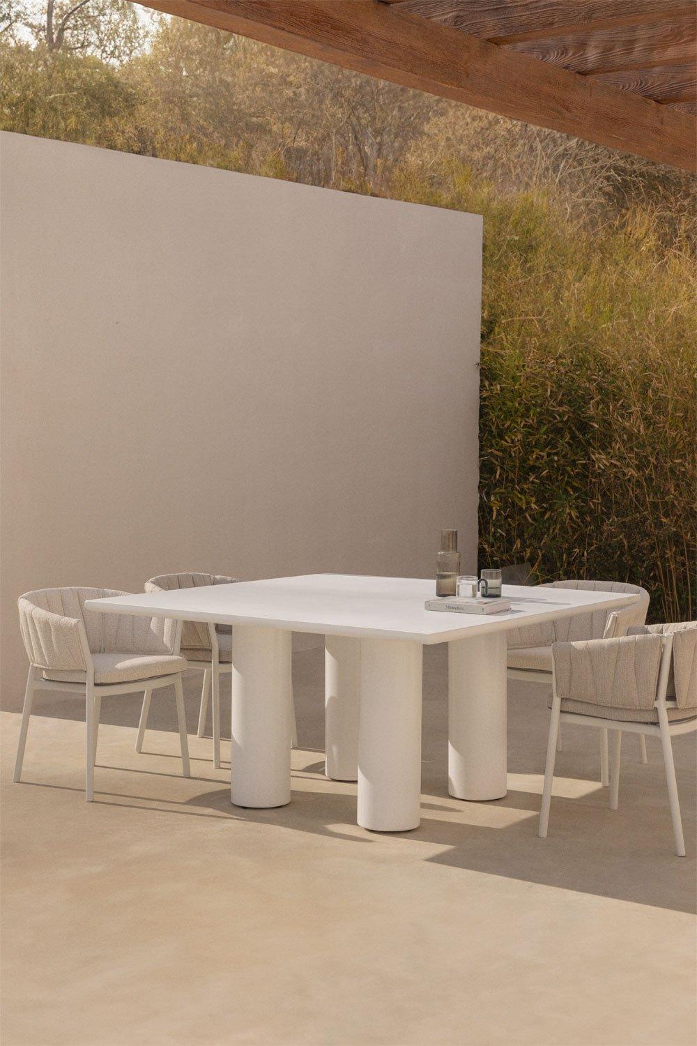 sklum Table de jardin carrée 150x150 cm en ciment de Lisbonne