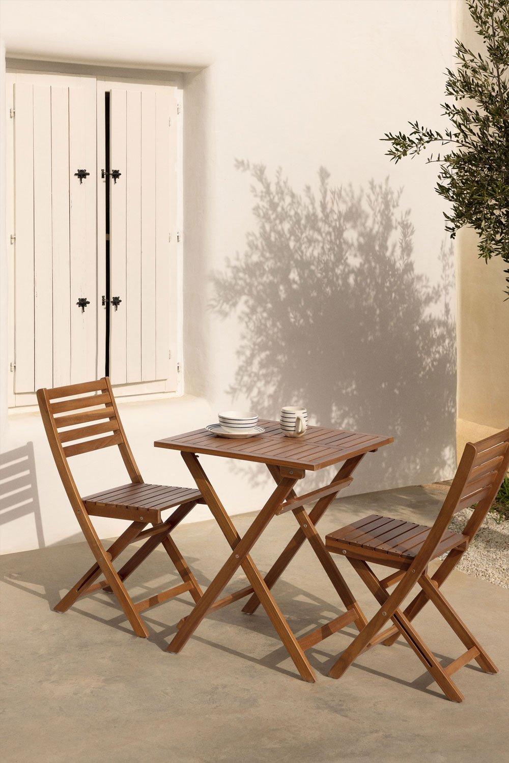 sklum Table de jardin carrée 60x60 cm pliable en bois d'acacia Delawer