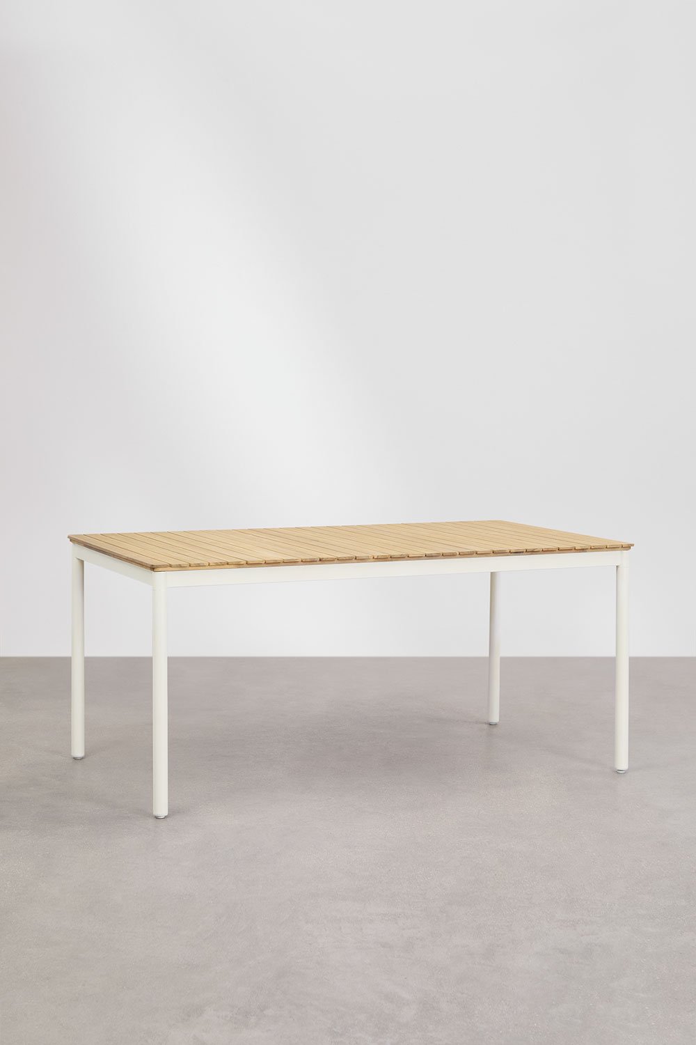 Sklum Table De Jardin Rectangulaire 160x90 Cm En Acier Et Bois D'acacia Artus