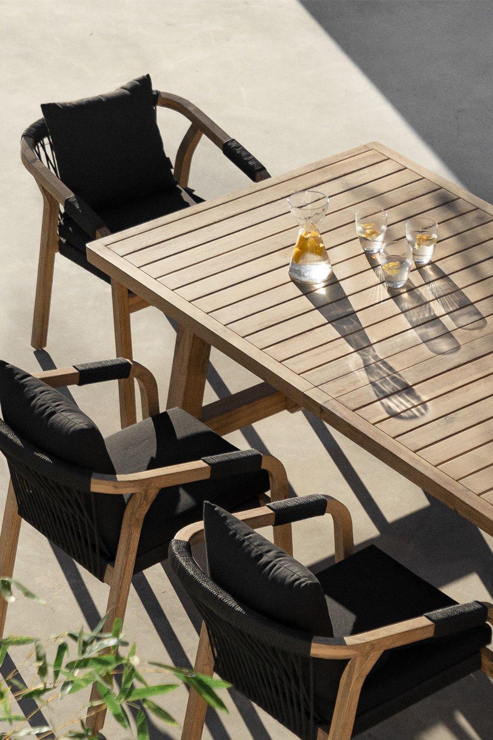 sklum Table de jardin rectangulaire 200-250-300x100 cm extensible en bois d'acacia Dubai