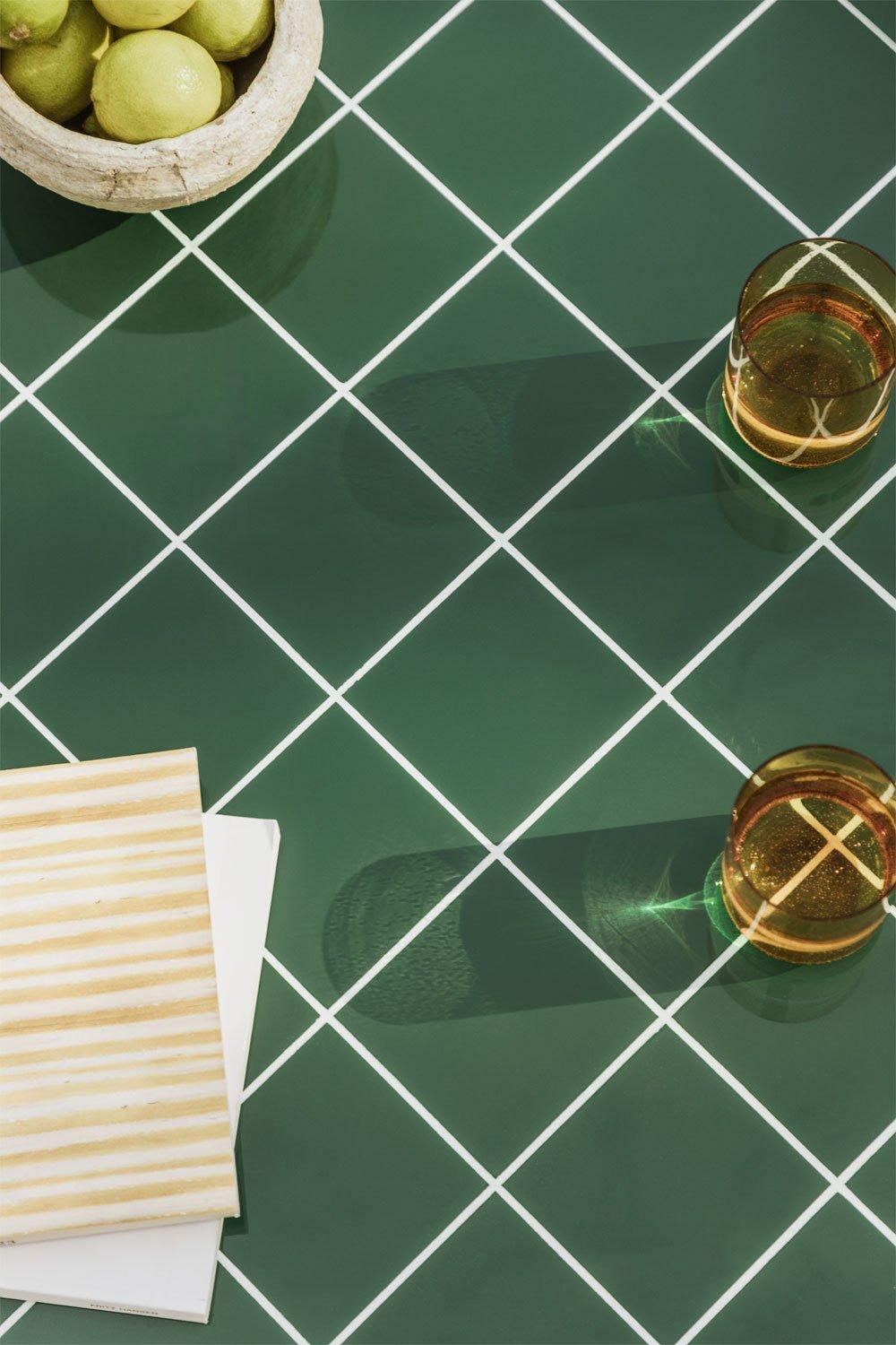 Sklum Table De Jardin Rectangulaire 200x100 Cm En Bois D'acacia Et Carrelage Dubaï