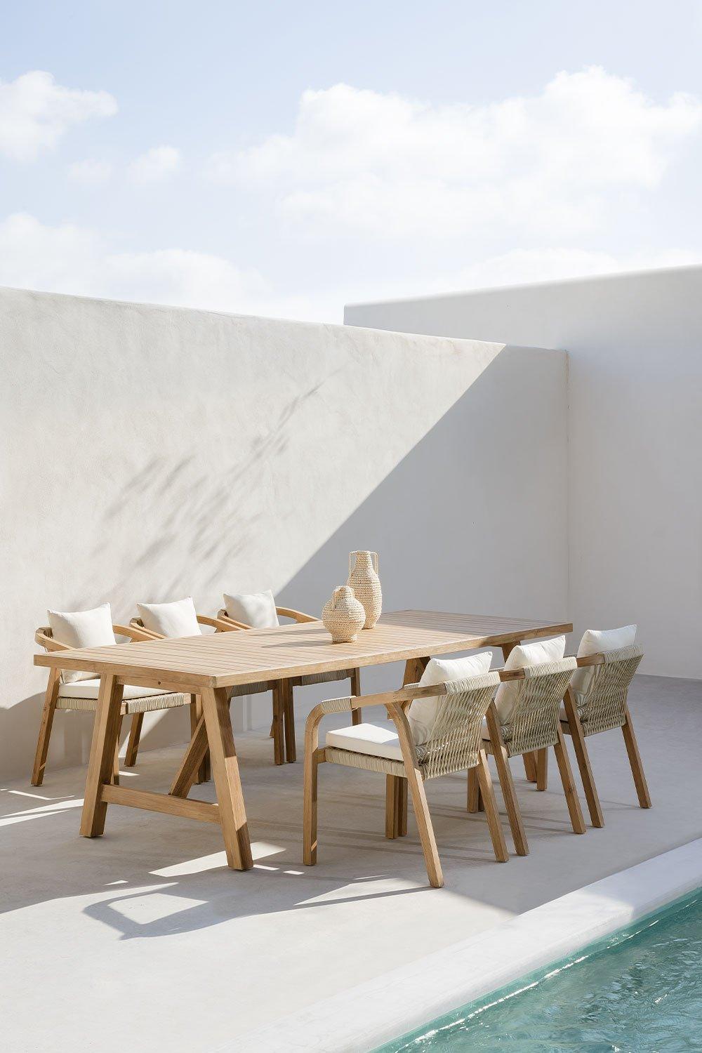 sklum Table de jardin rectangulaire 260x100 cm en bois d'acacia Dubai