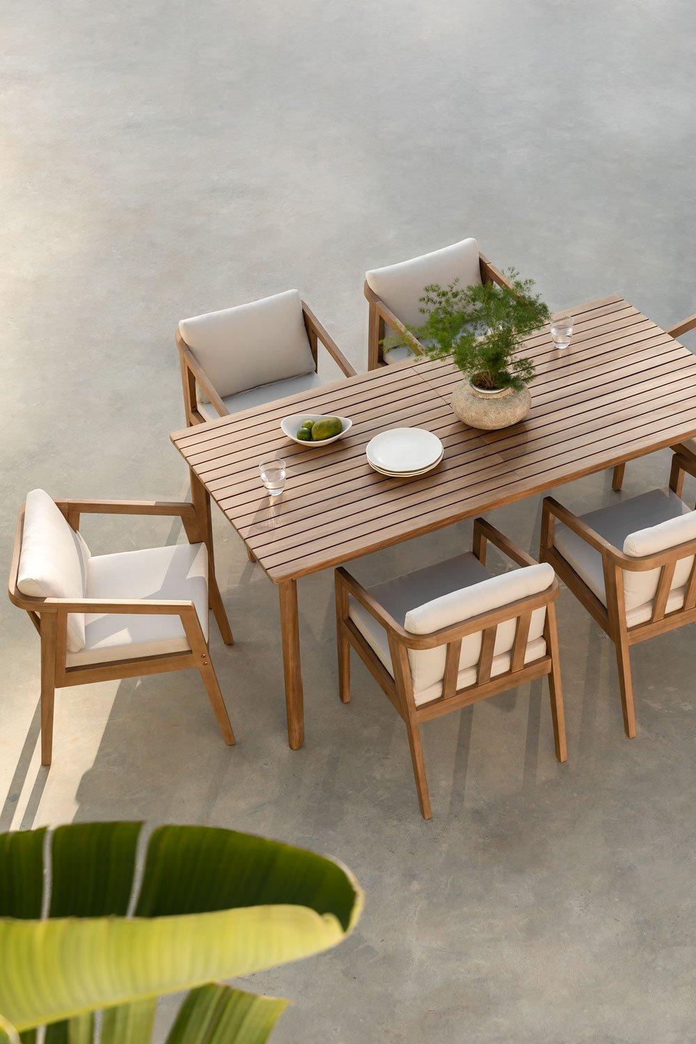 sklum Table de jardin rectangulaire en bois d'acacia Kaela