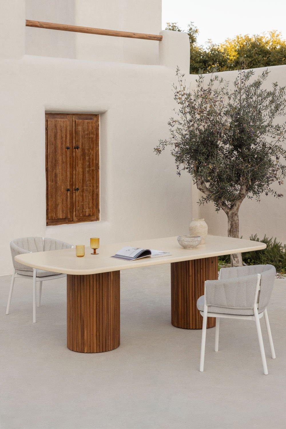 sklum Table de jardin rectangulaire en ciment et bois d'acacia Sirvon