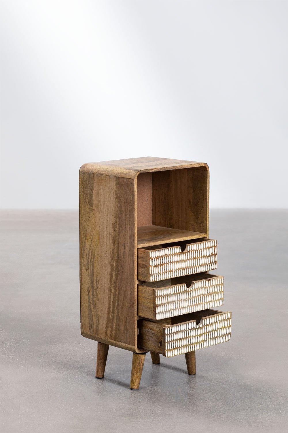 Sklum Table De Nuit En Manguier Yulara Avec 3 Tiroirs