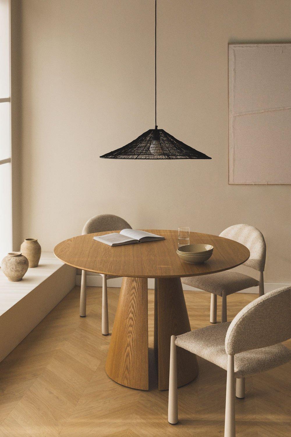 sklum Table de salle à manger ronde Ø120 cm en MDF et placage de frêne Agnes