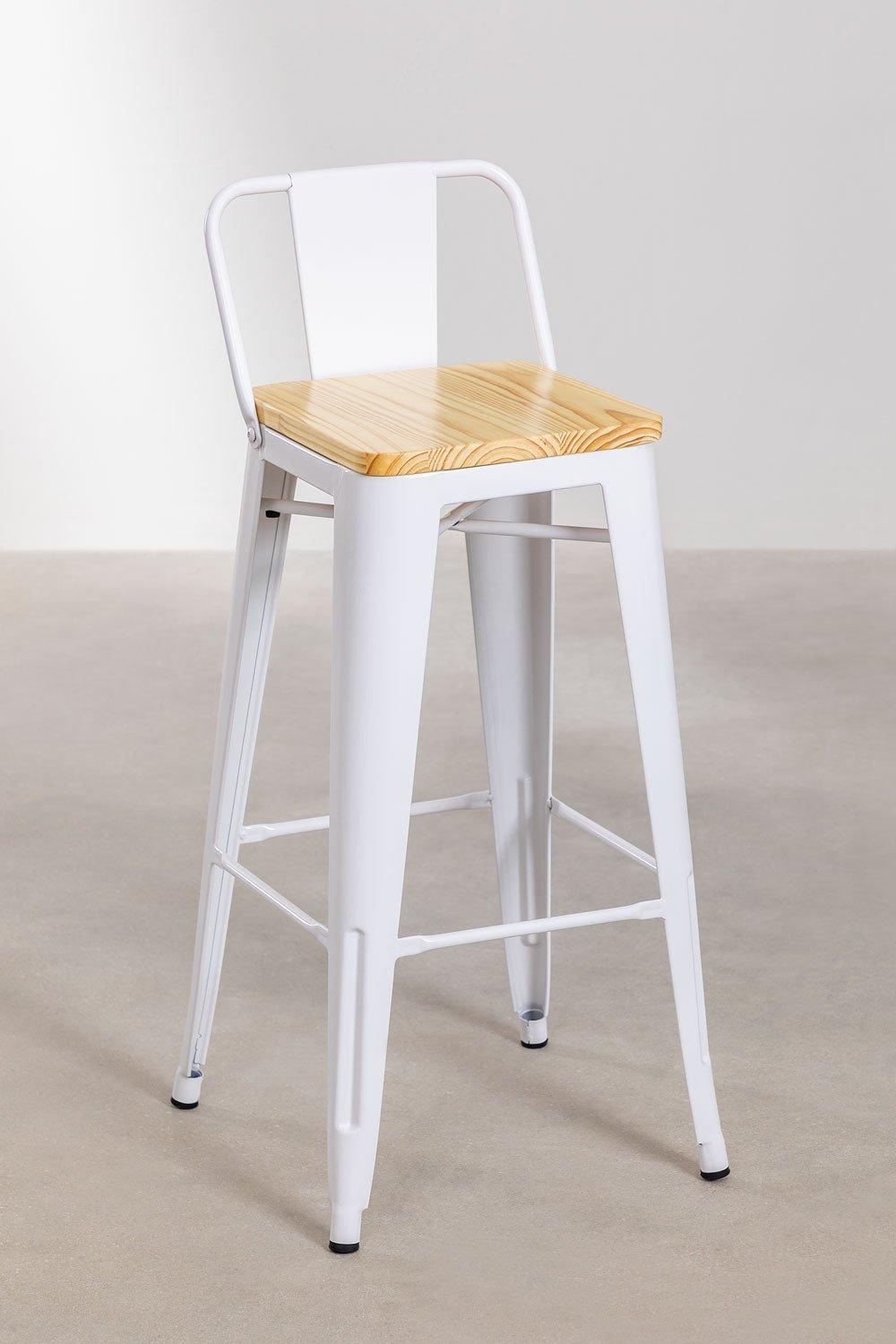 sklum Tabouret haut avec dossier 75cm en acier blanc LIX