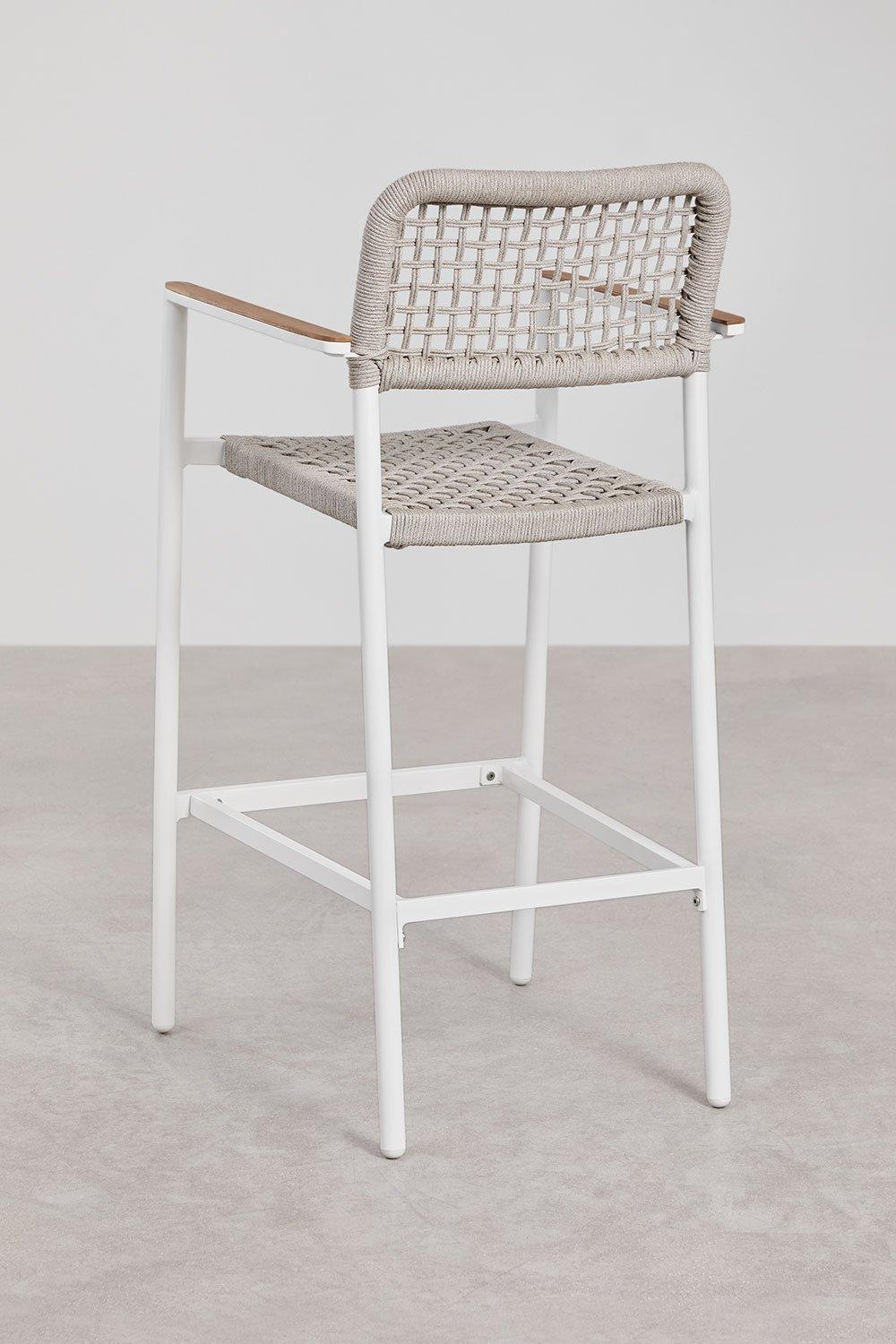 Sklum Tabouret Haut De Jardin Nediam Avec Accoudoirs En Aluminium Et Corde Tressée