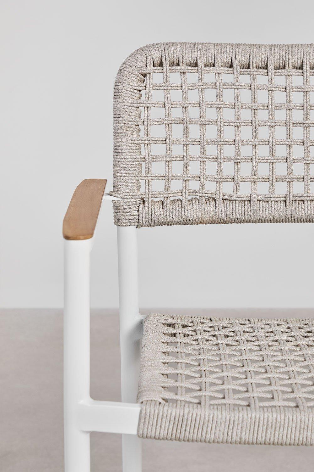 Sklum Tabouret Haut De Jardin Nediam Avec Accoudoirs En Aluminium Et Corde Tressée