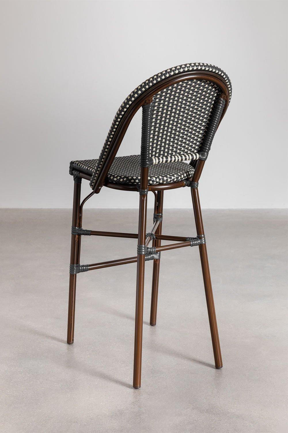 Sklum Tabouret Haut Empilable Avec Dossier En Rotin Synthétique Gris Graphite Brielle Bistro