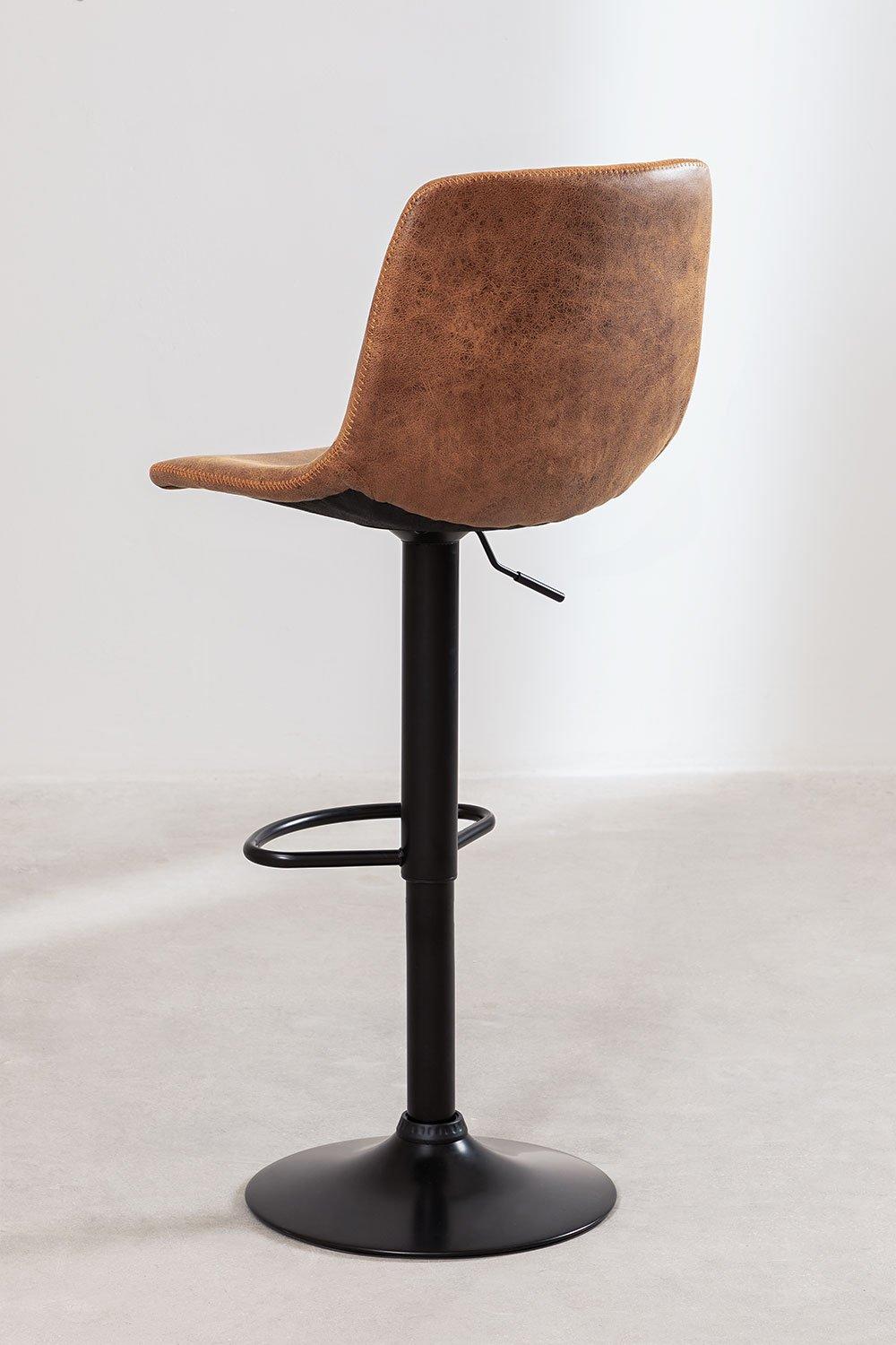 Sklum Tabouret Haut Réglable En Simili Cuir Camel Vintage Ody Style