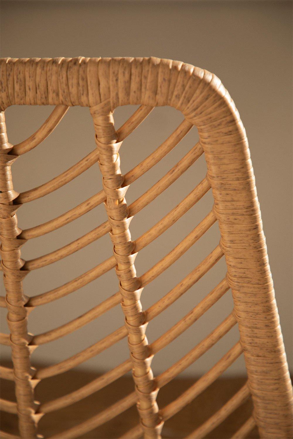 Sklum Taburete Alto 65cm En Ratán Y Patas Blancas Gouda Natural