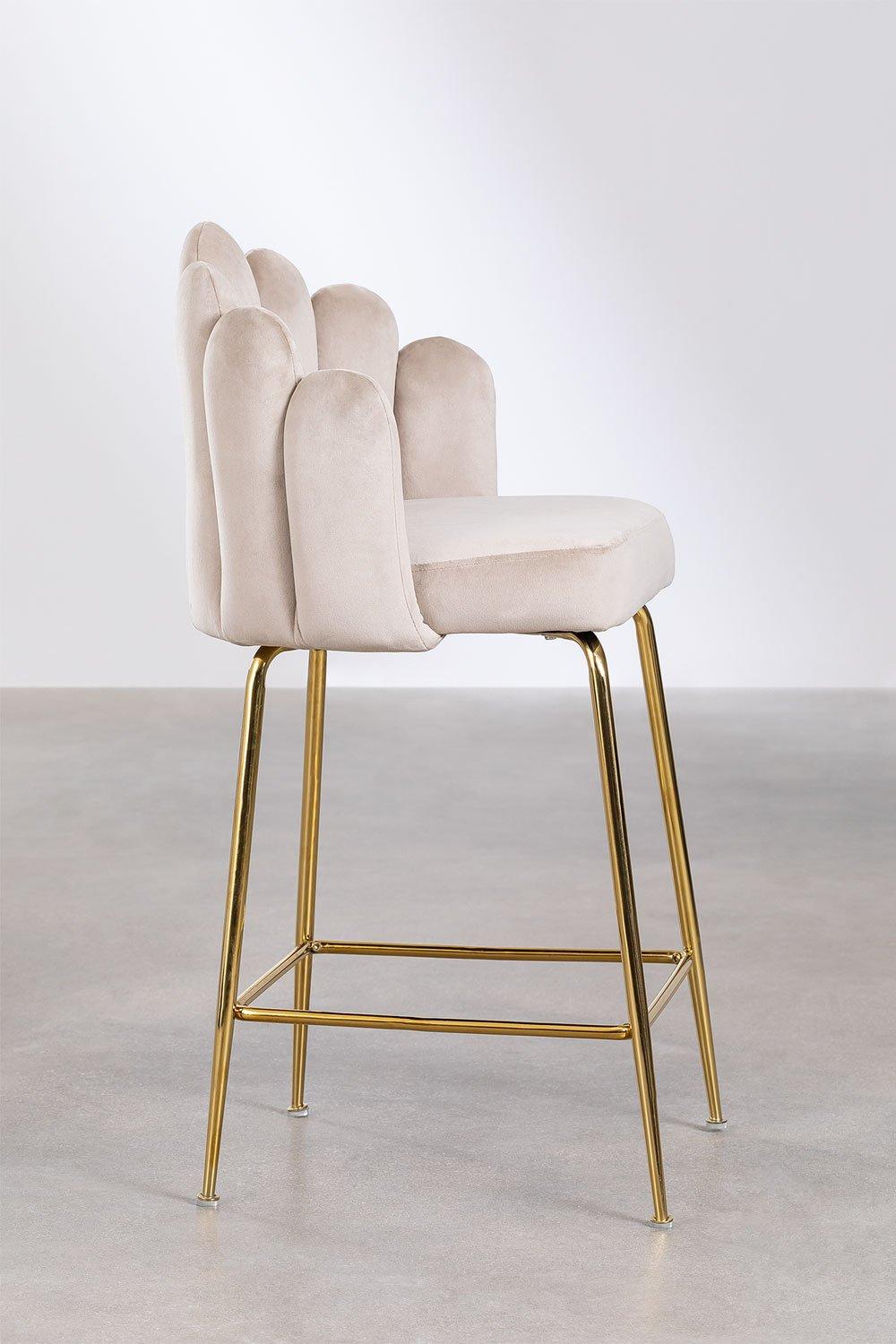 Sklum Taburete Alto 65cm En Terciopelo Beige Crema Markina