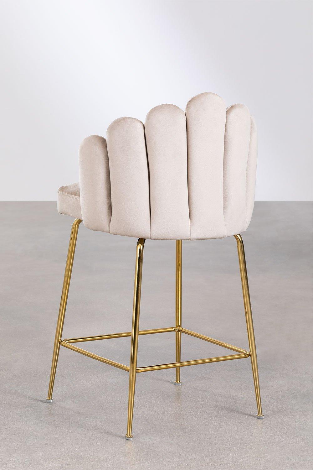 Sklum Taburete Alto 65cm En Terciopelo Beige Crema Markina