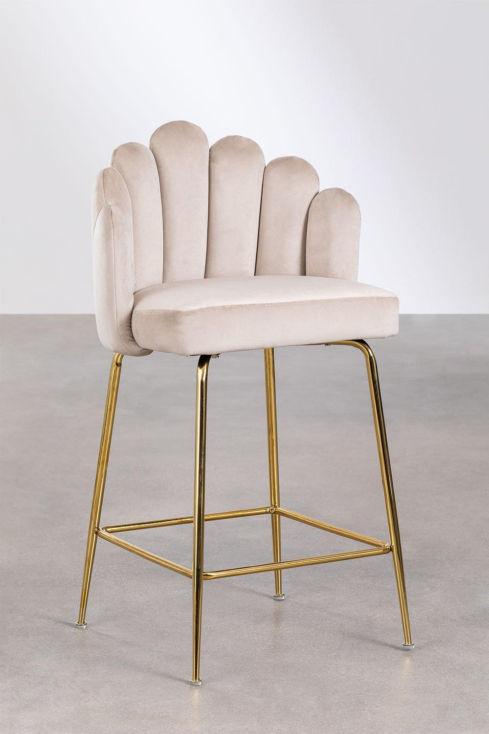 sklum Taburete alto 65cm en terciopelo beige crema Markina