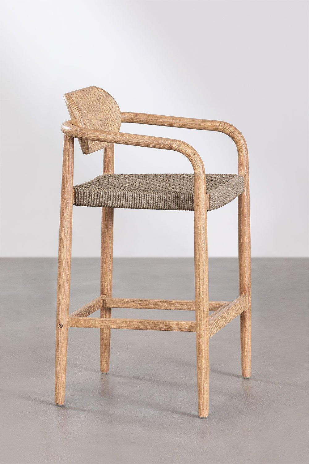 Sklum Taburete Alto 66cm En Madera Marrón Trigo Naele