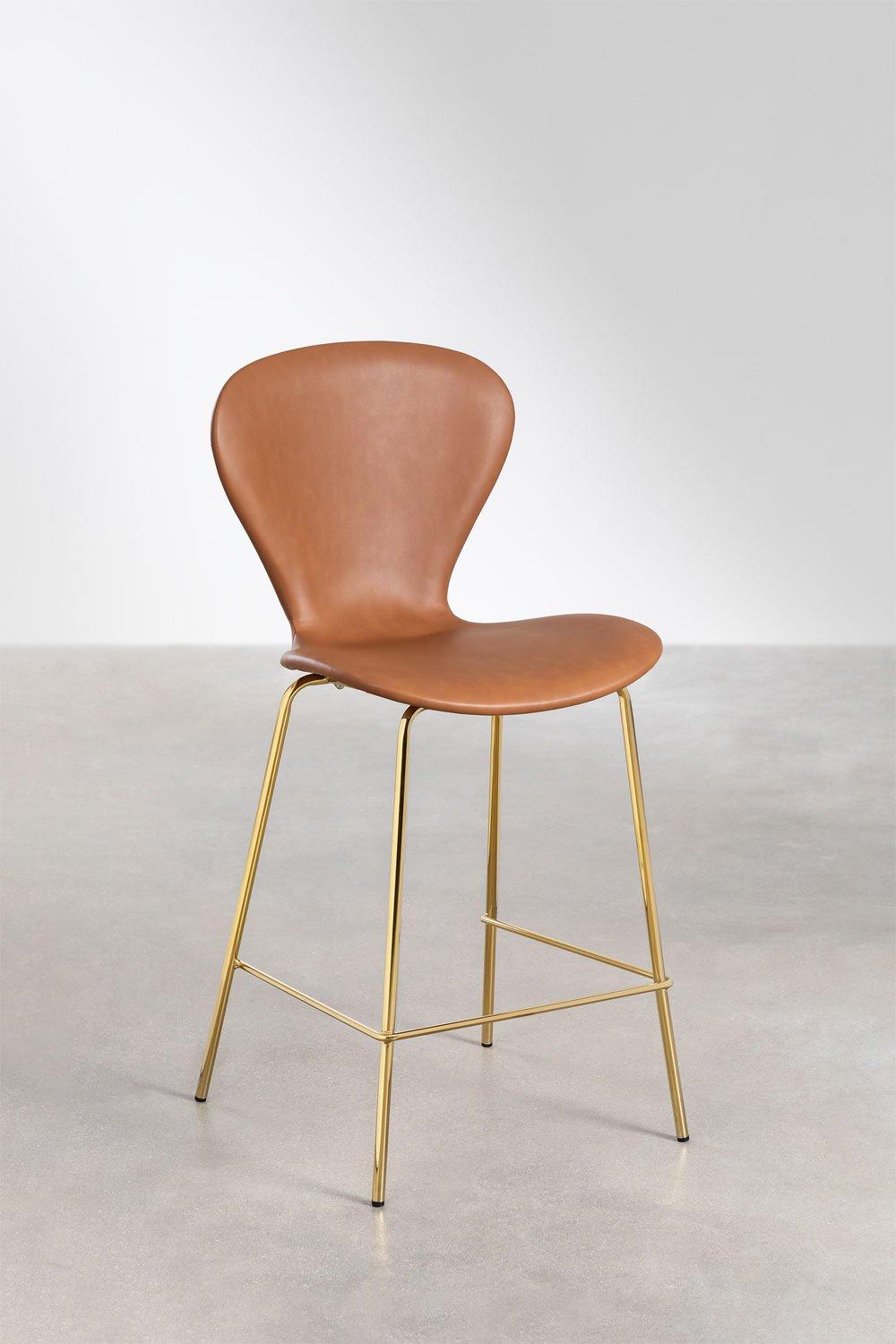 Sklum Taburete Alto 66cm En Polipiel Camel Y Patas Doradas Uit