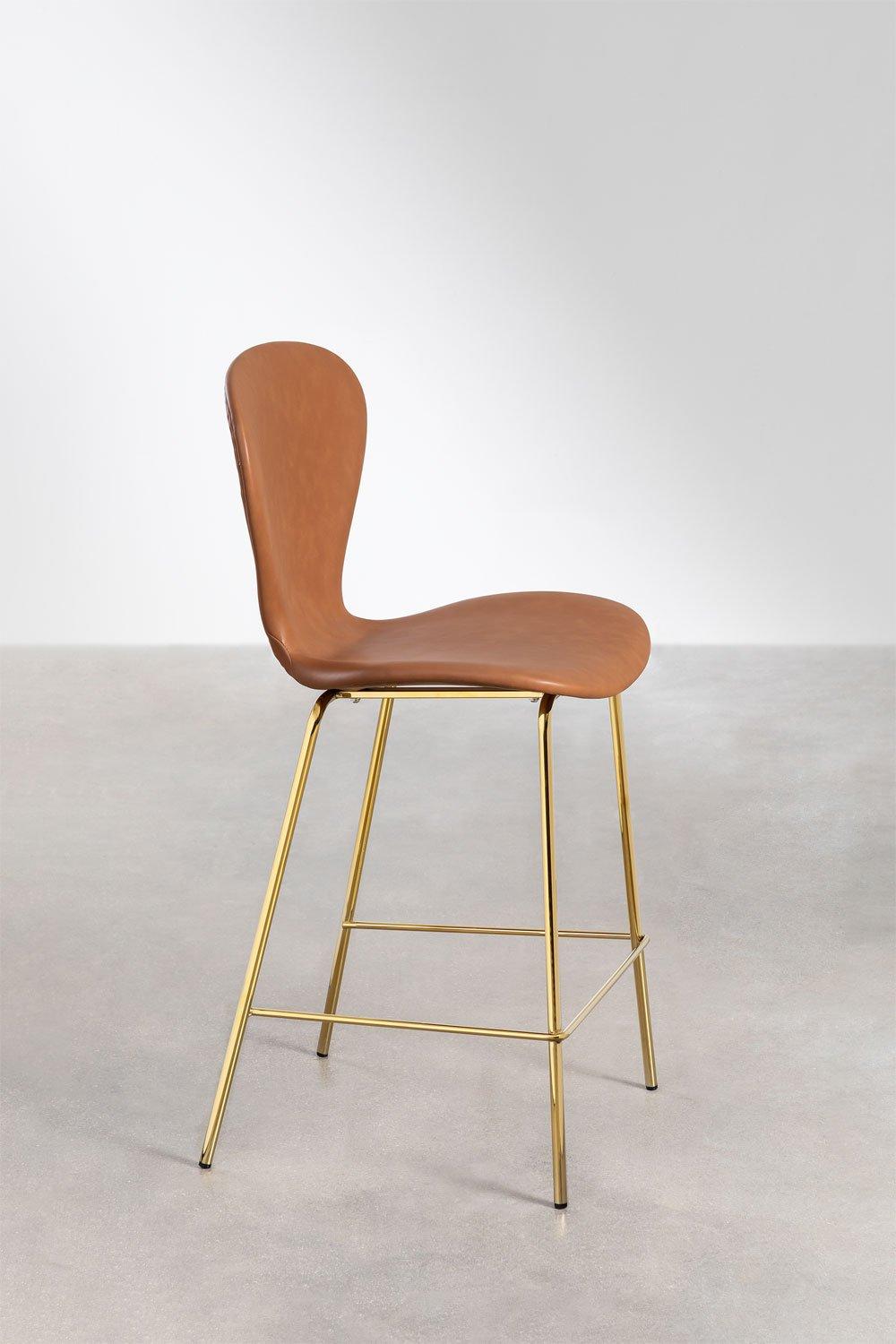Sklum Taburete Alto 66cm En Polipiel Camel Y Patas Doradas Uit