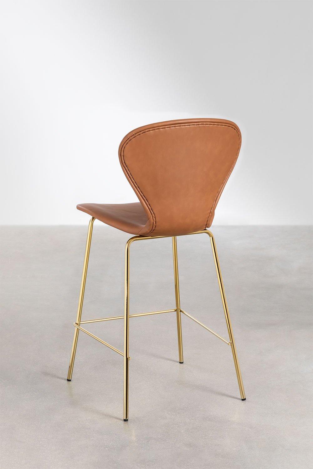 Sklum Taburete Alto 66cm En Polipiel Camel Y Patas Doradas Uit