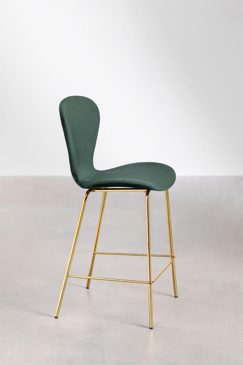 Sklum Taburete Alto 66cm En Terciopelo Verde Jungla Y Patas Doradas Uit