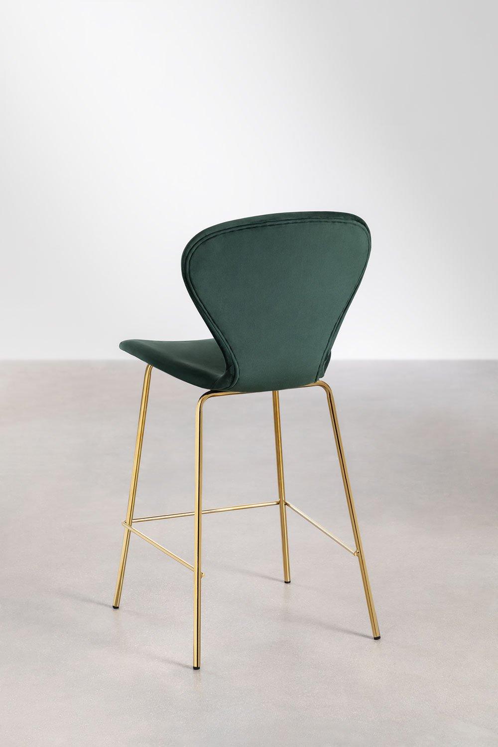 Sklum Taburete Alto 66cm En Terciopelo Verde Jungla Y Patas Doradas Uit