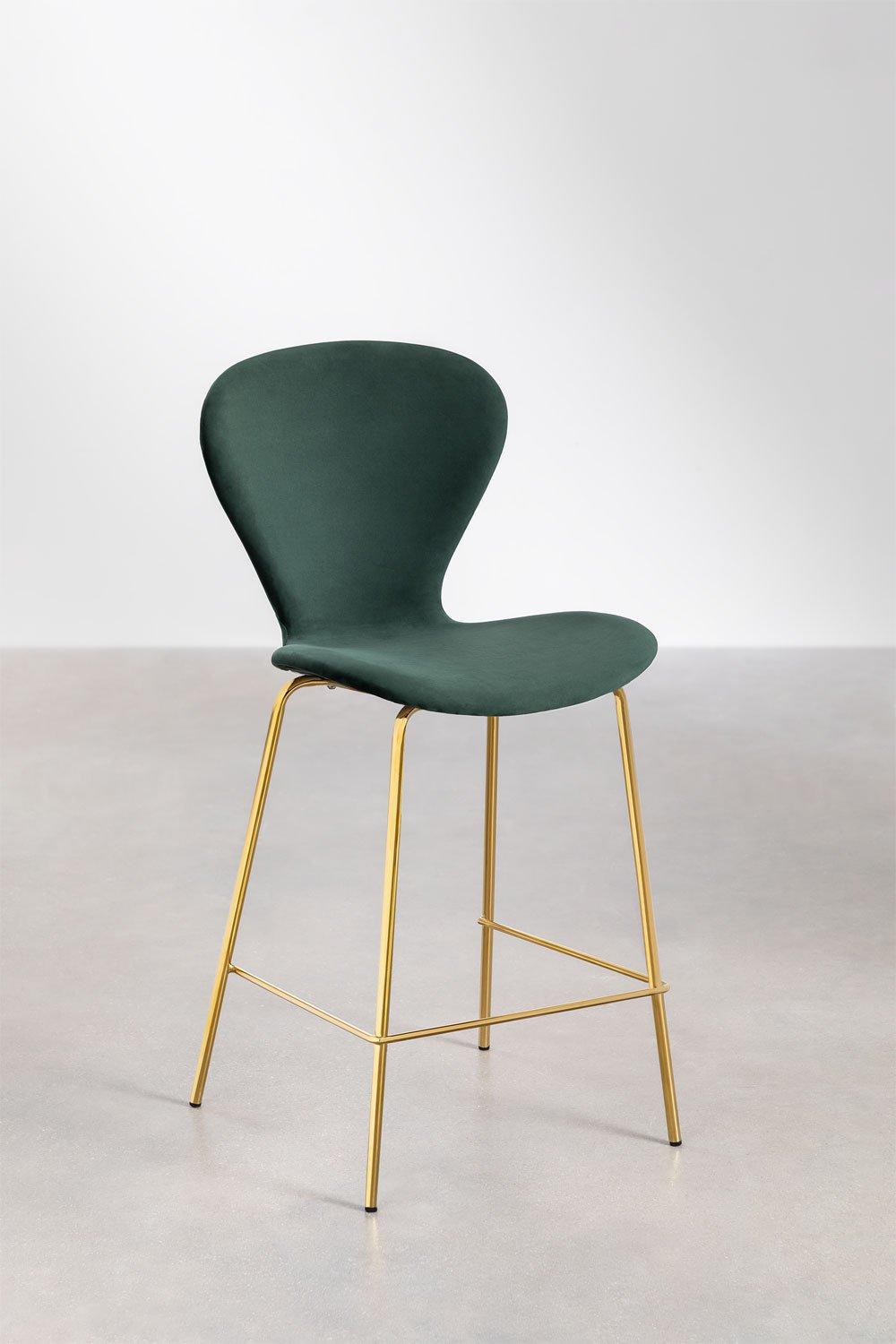 sklum Taburete alto 66cm en terciopelo verde jungla y patas doradas Uit