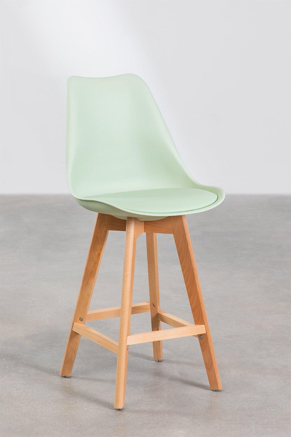 Sklum Taburete Alto 67cm Con Cojín En Polipiel Celadón Nordic