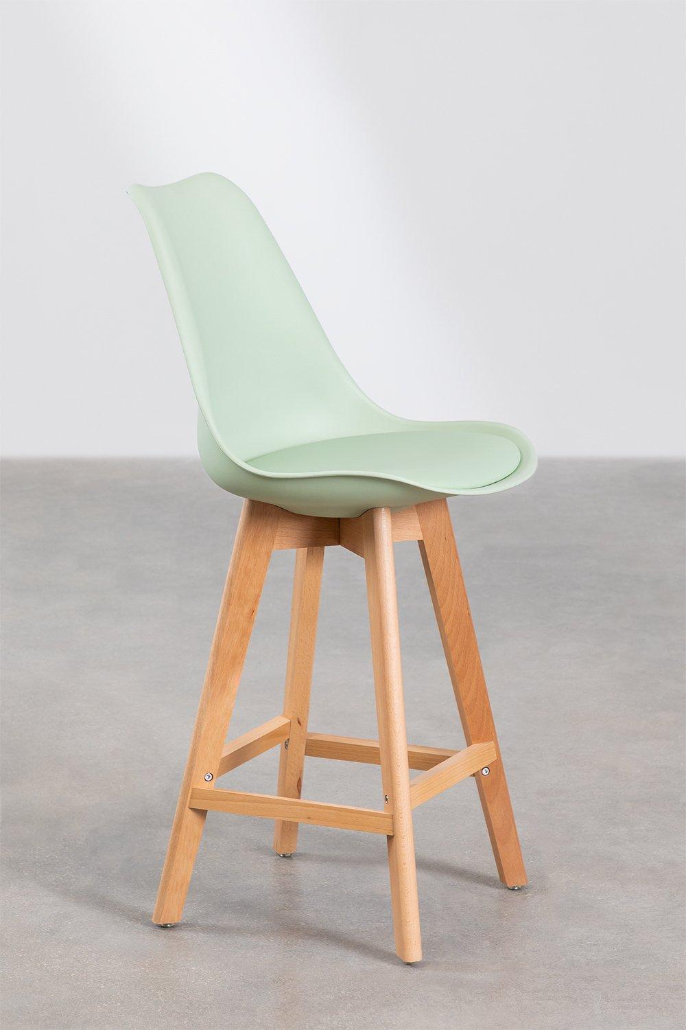 Sklum Taburete Alto 67cm Con Cojín En Polipiel Celadón Nordic