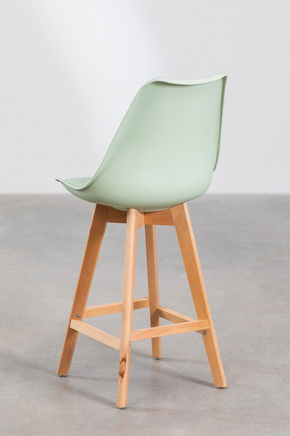 Sklum Taburete Alto 67cm Con Cojín En Polipiel Celadón Nordic