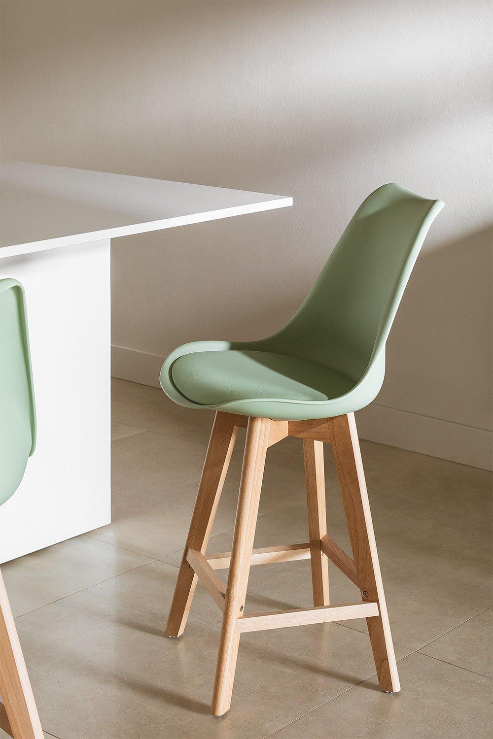 sklum Taburete alto 67cm con cojín en polipiel celadón Nordic