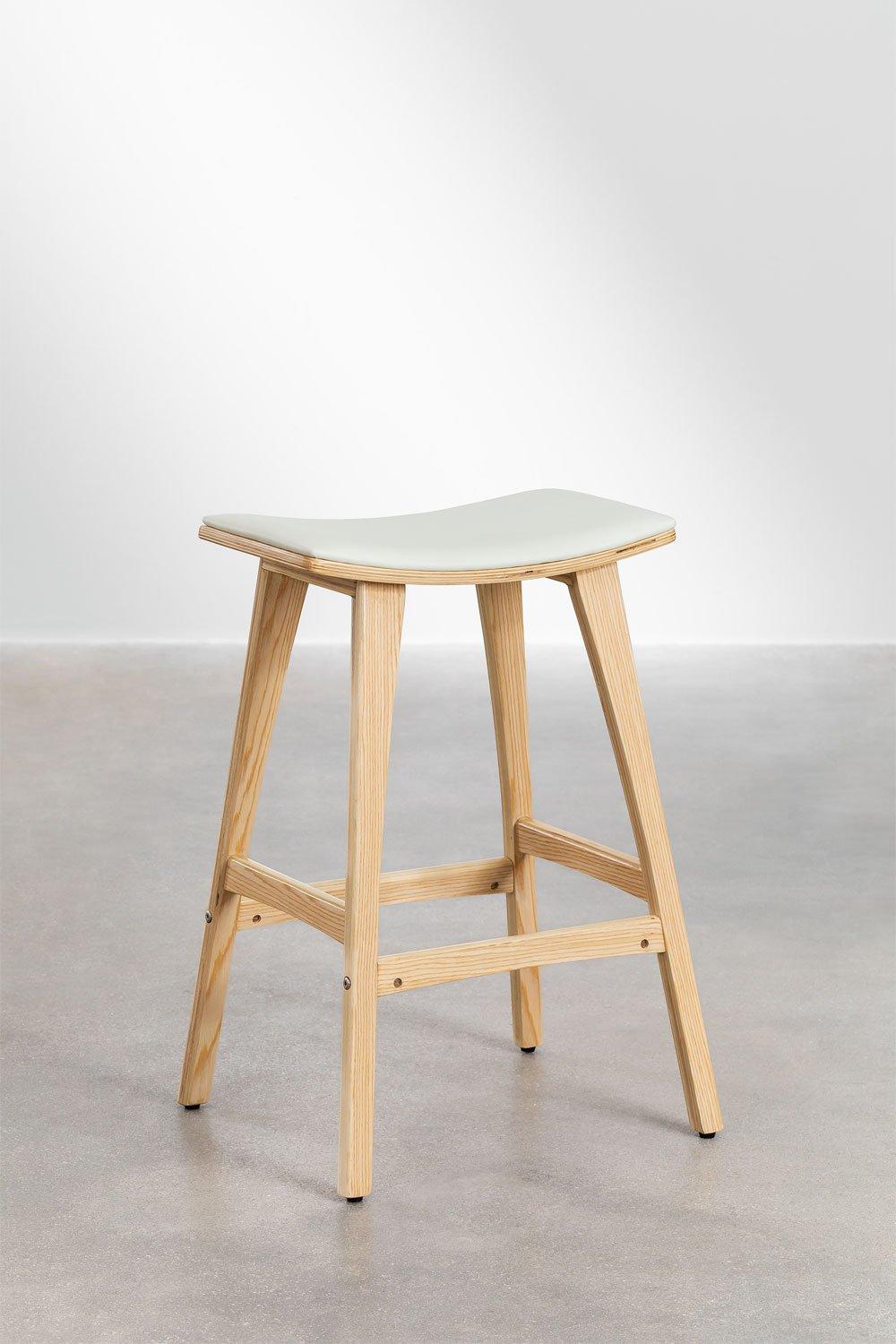 Sklum Taburete Alto 67cm En Madera Y Polipiel Blanco Lorete