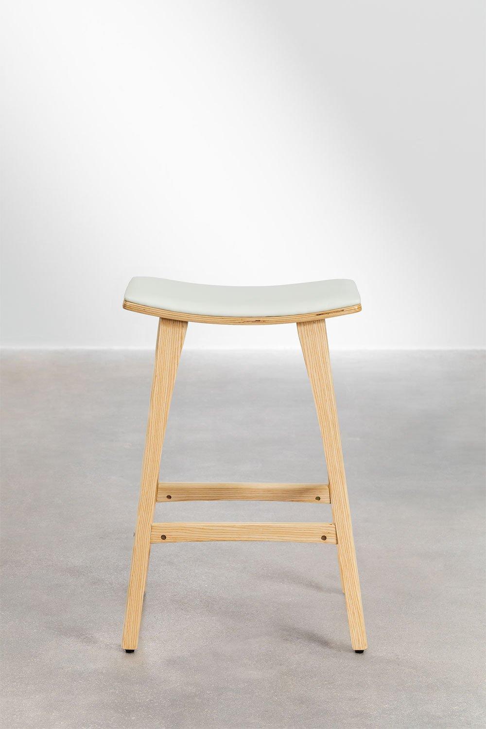 Sklum Taburete Alto 67cm En Madera Y Polipiel Blanco Lorete