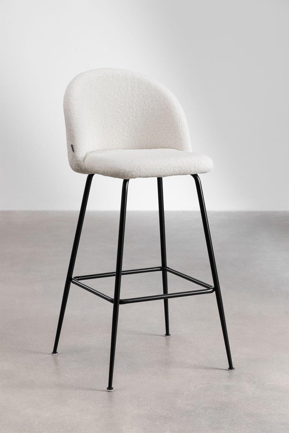 Sklum Taburete Alto 75cm En Borreguito Y Patas Negras Kana Design