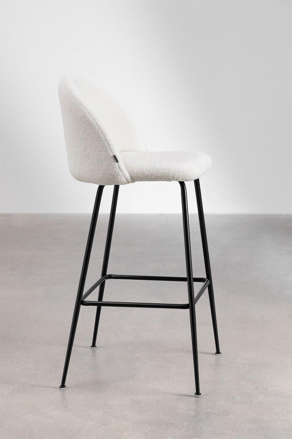 Sklum Taburete Alto 75cm En Borreguito Y Patas Negras Kana Design