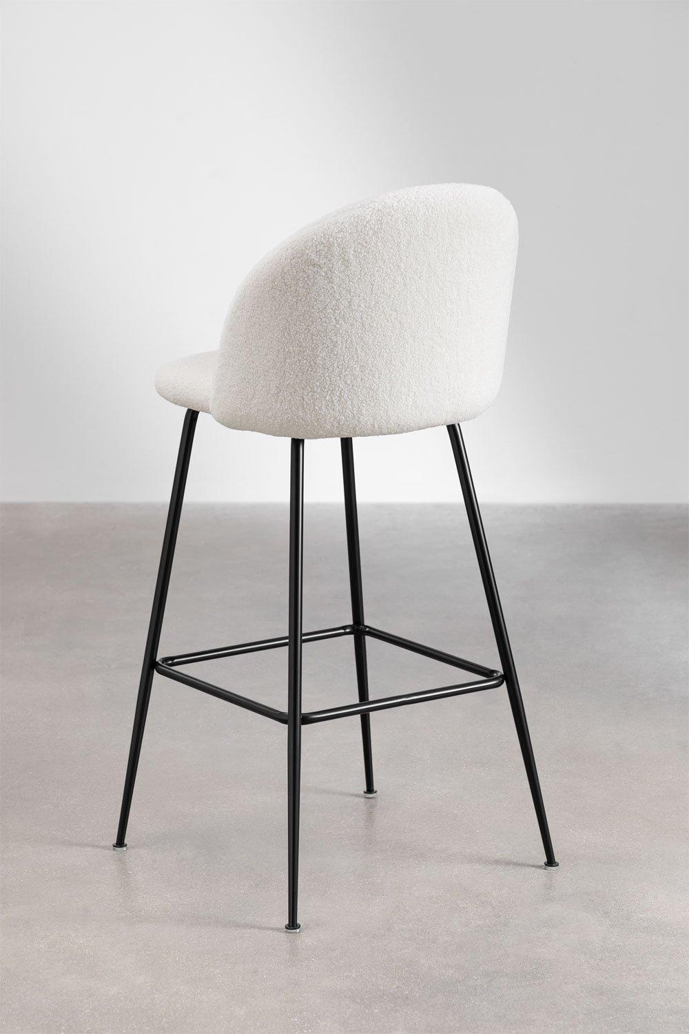 Sklum Taburete Alto 75cm En Borreguito Y Patas Negras Kana Design