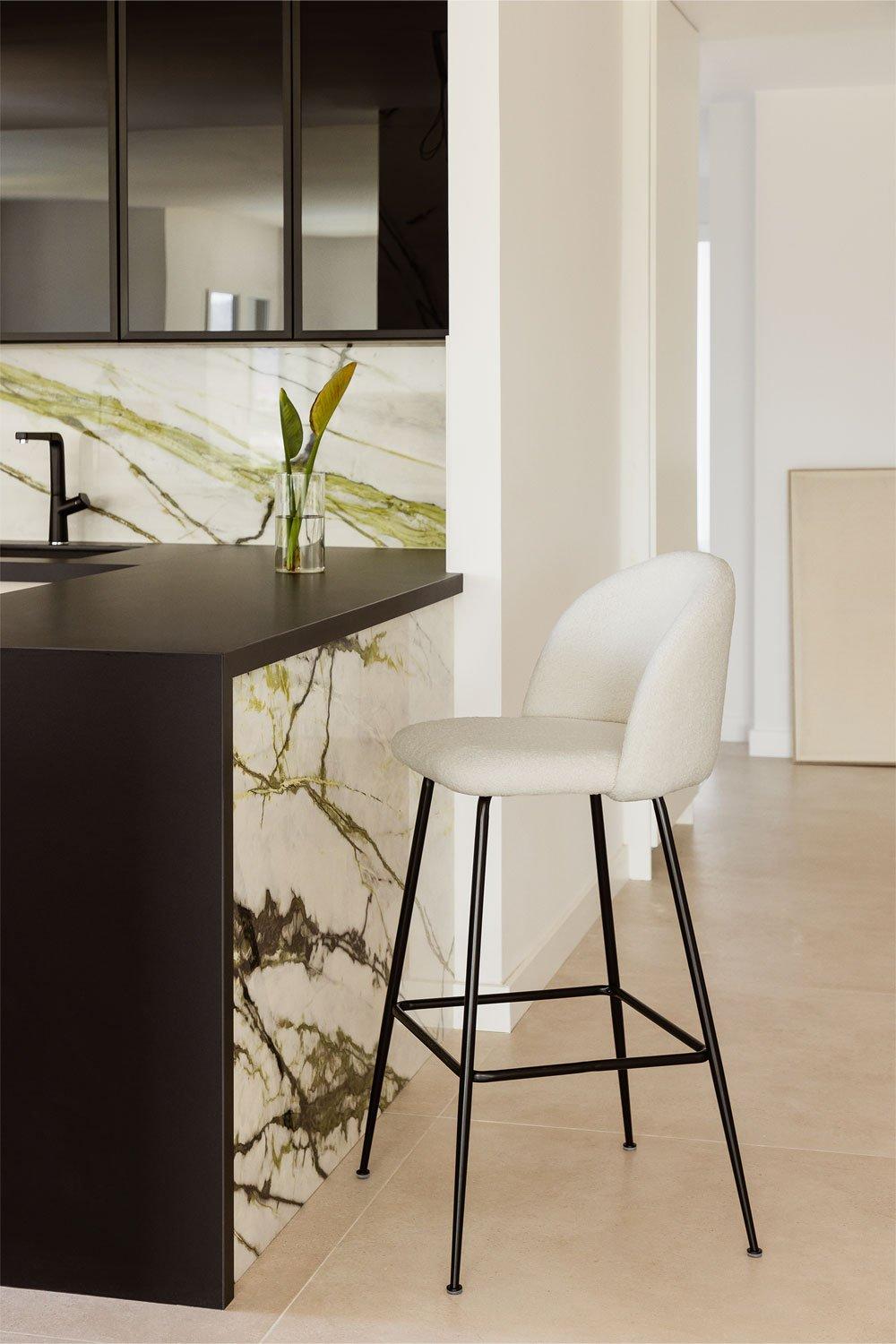 sklum Taburete alto 75cm en borreguito y patas negras Kana Design