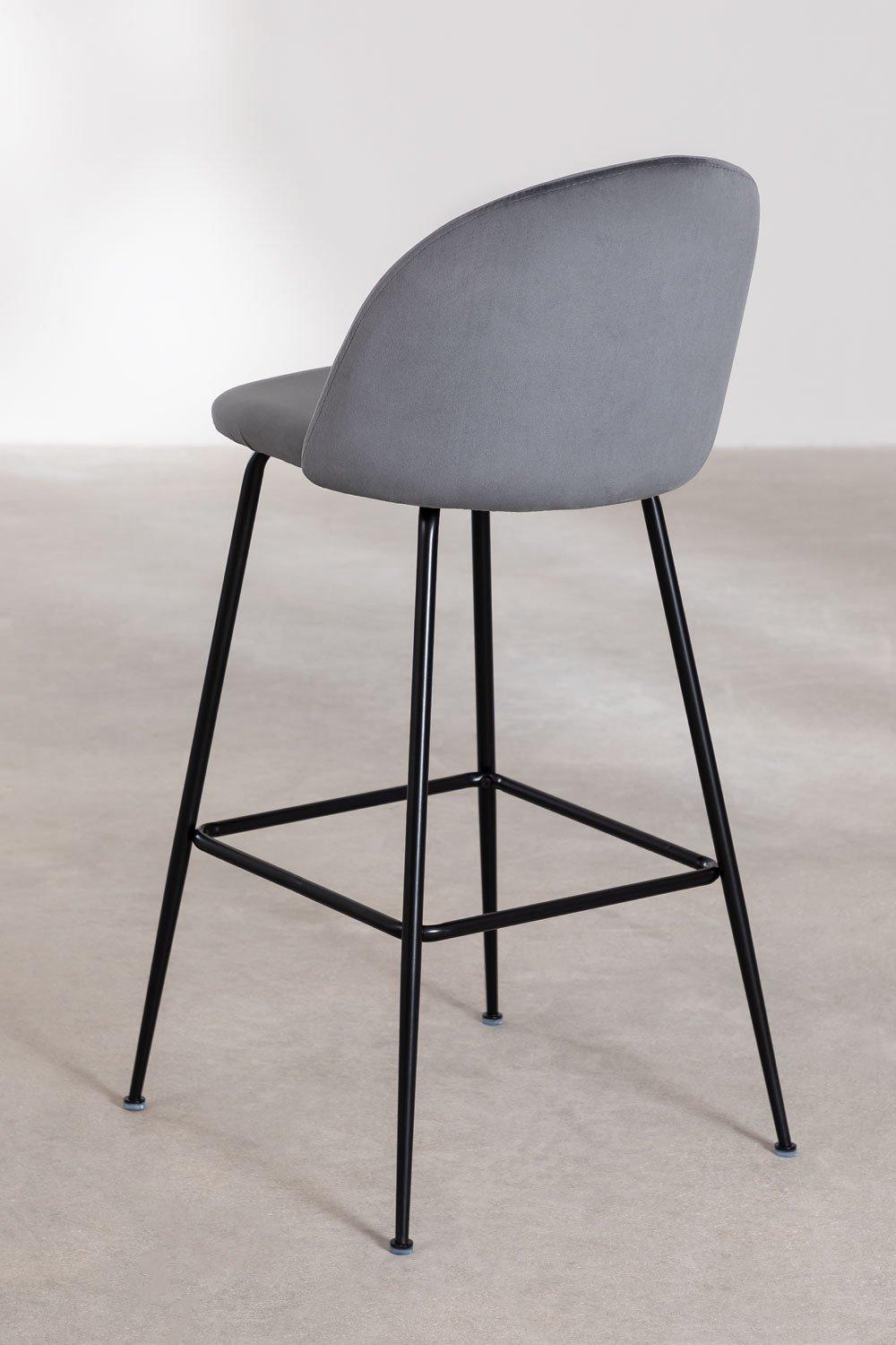 Sklum Taburete Alto 75cm En Terciopelo Gris Y Patas Negras Kana Design