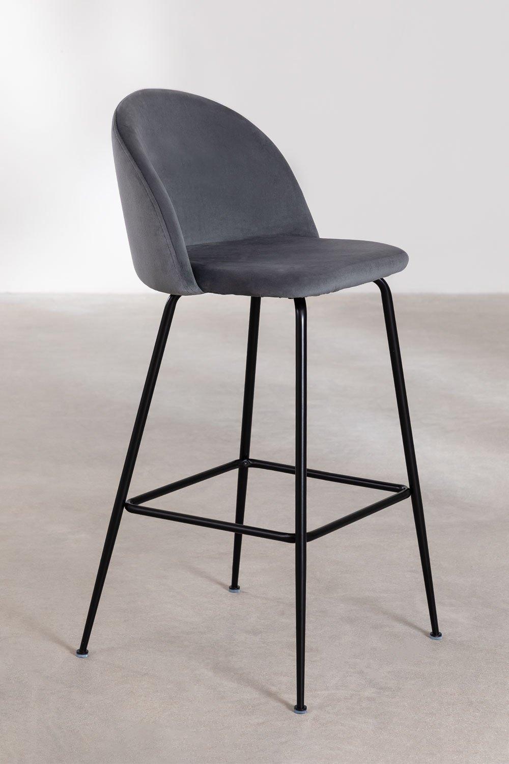 sklum Taburete alto 75cm en terciopelo gris y patas negras Kana Design