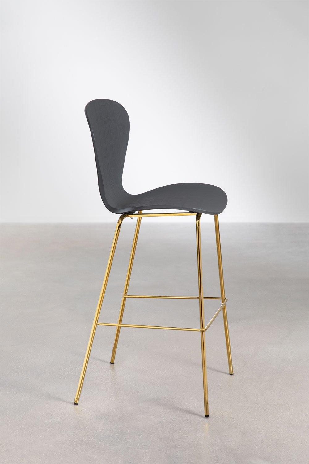 Sklum Taburete Alto 76cm Gris Oscuro Y Patas Doradas Uit