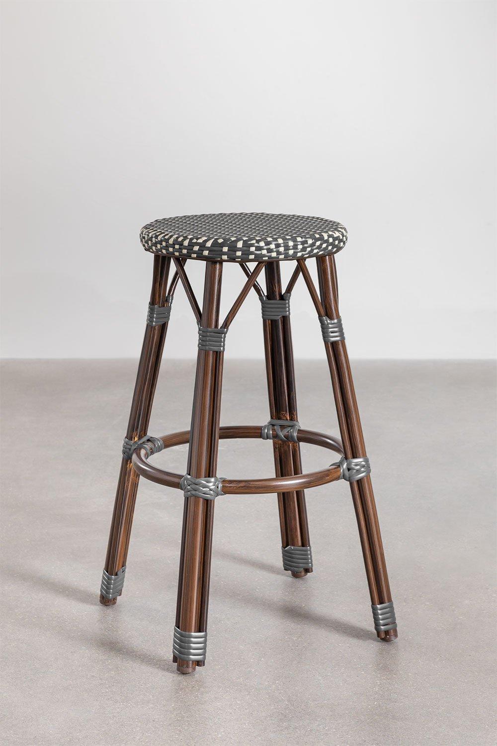 sklum Taburete alto apilable 75cm en ratán sintético gris grafito Brielle Bistro