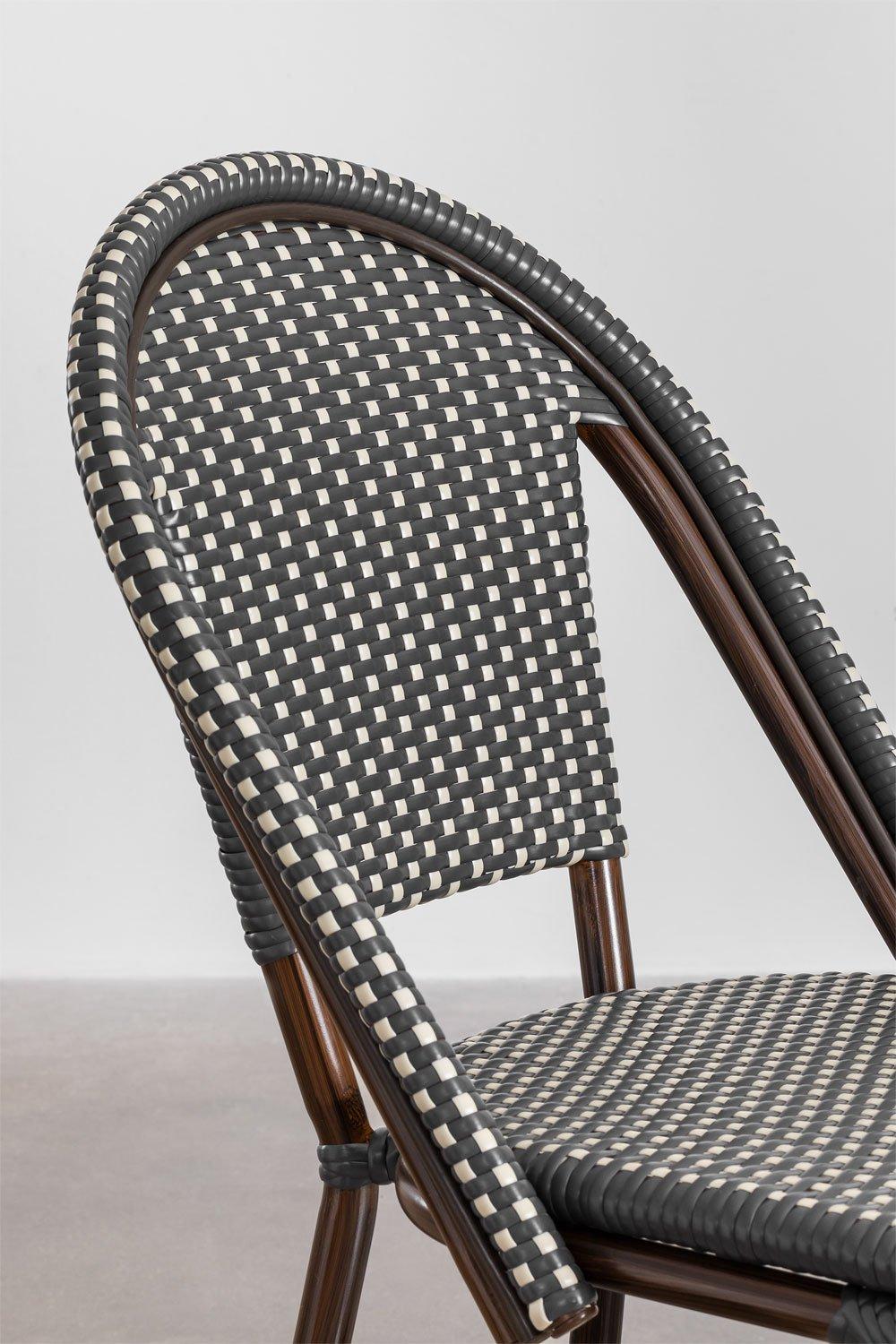 Sklum Taburete Alto Apilable Con Respaldo En Ratán Sintético Gris Grafito Brielle Bistro