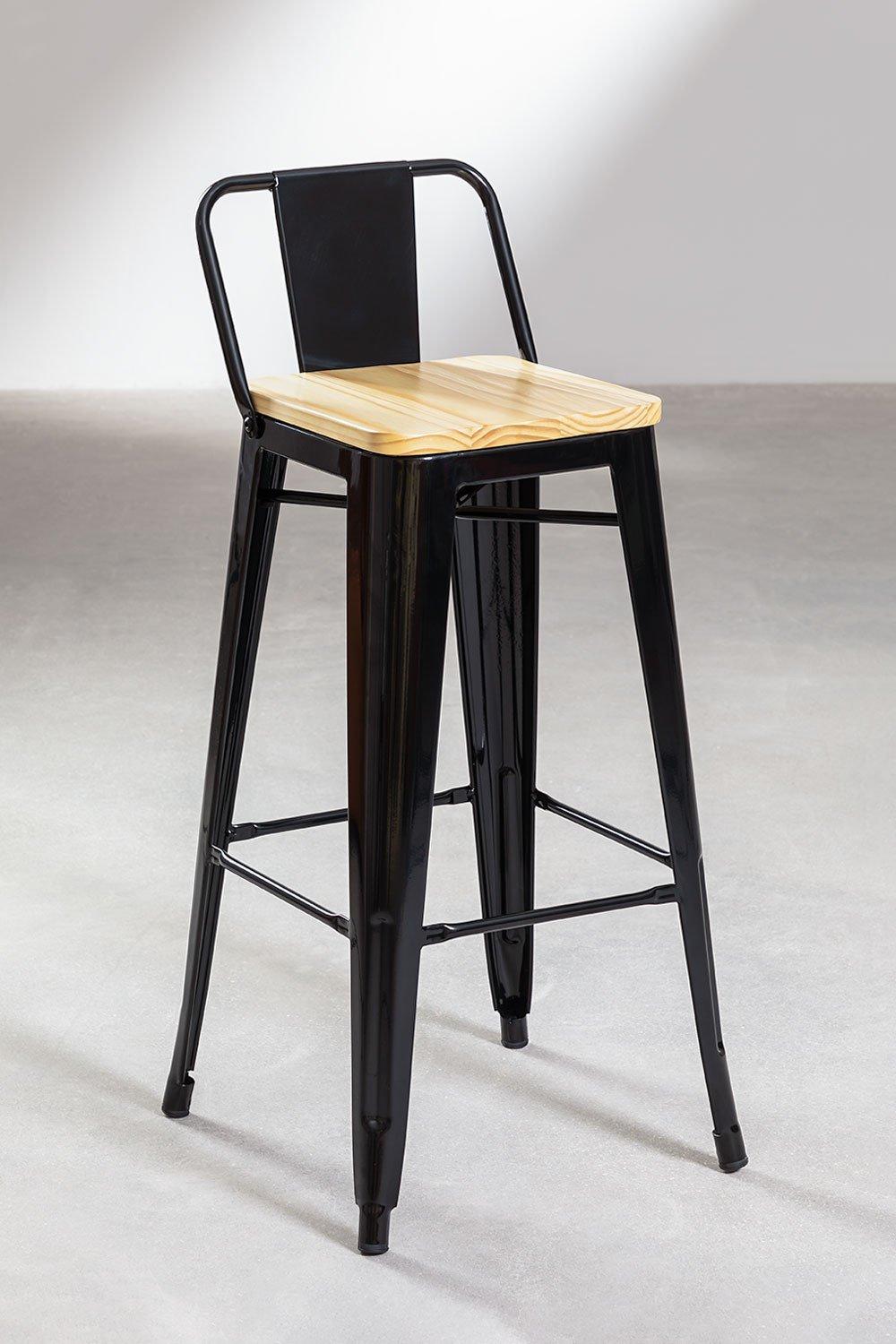 Sklum Taburete Alto Con Respaldo 75cm En Acero Negro LIX