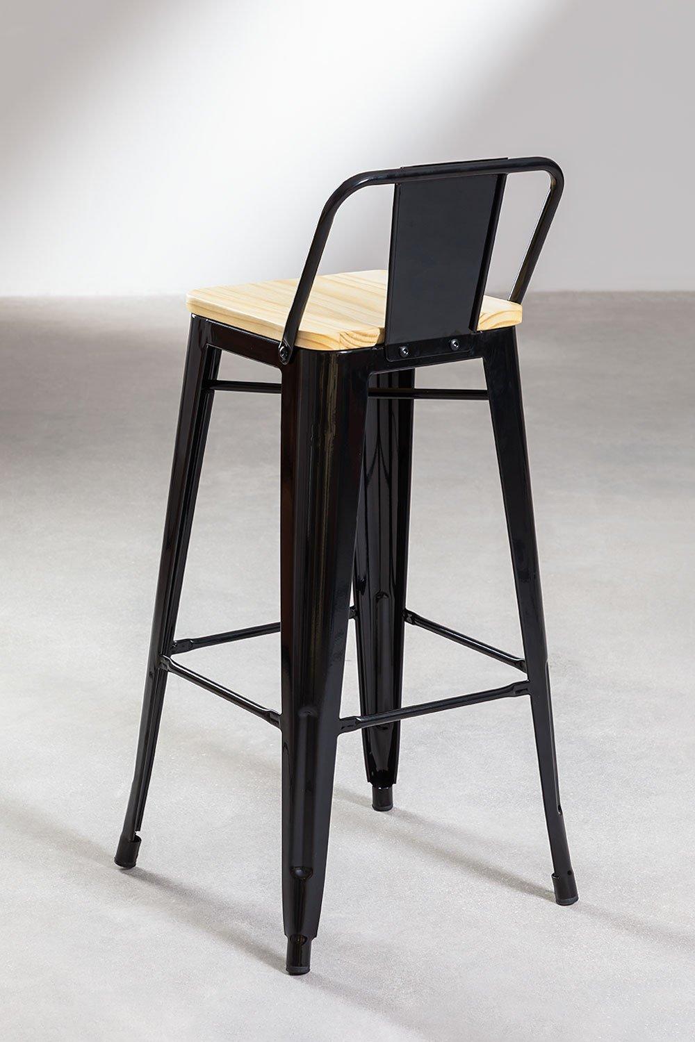Sklum Taburete Alto Con Respaldo 75cm En Acero Negro LIX