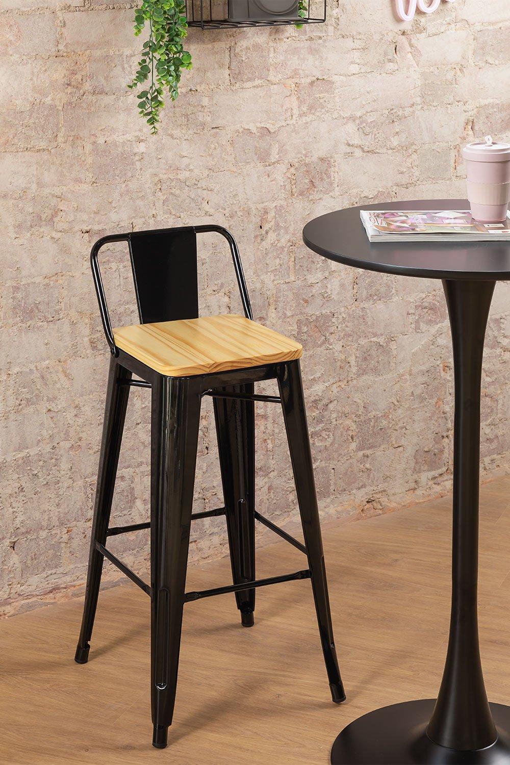 sklum Taburete alto con respaldo 75cm en acero negro LIX