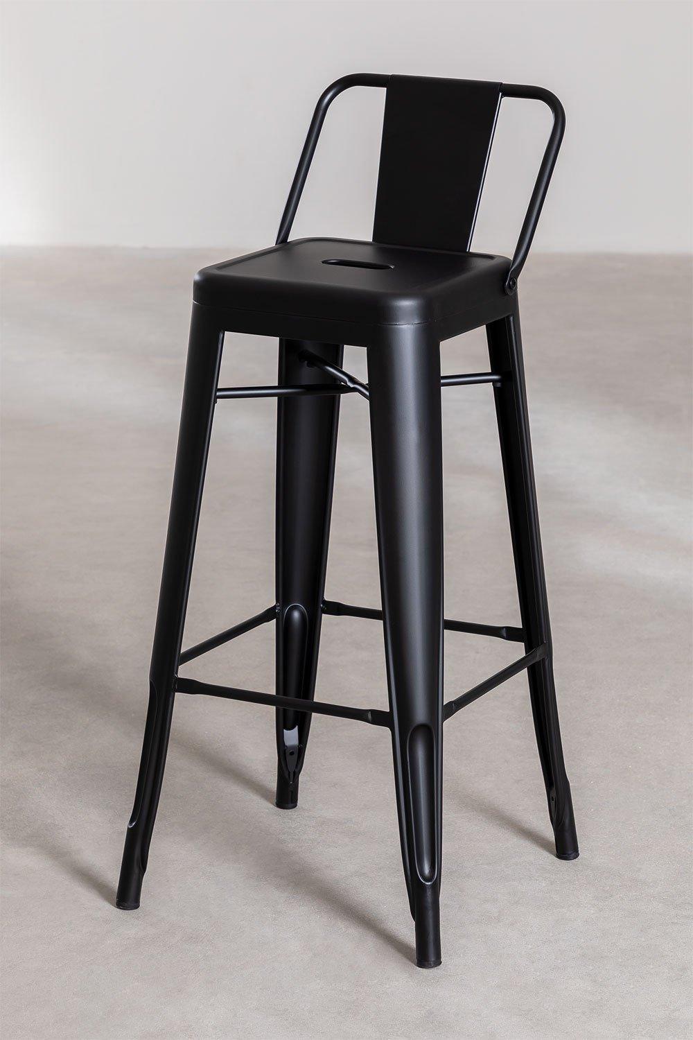 Sklum Taburete Alto Con Respaldo 76cm En Acero Negro LIX Mate