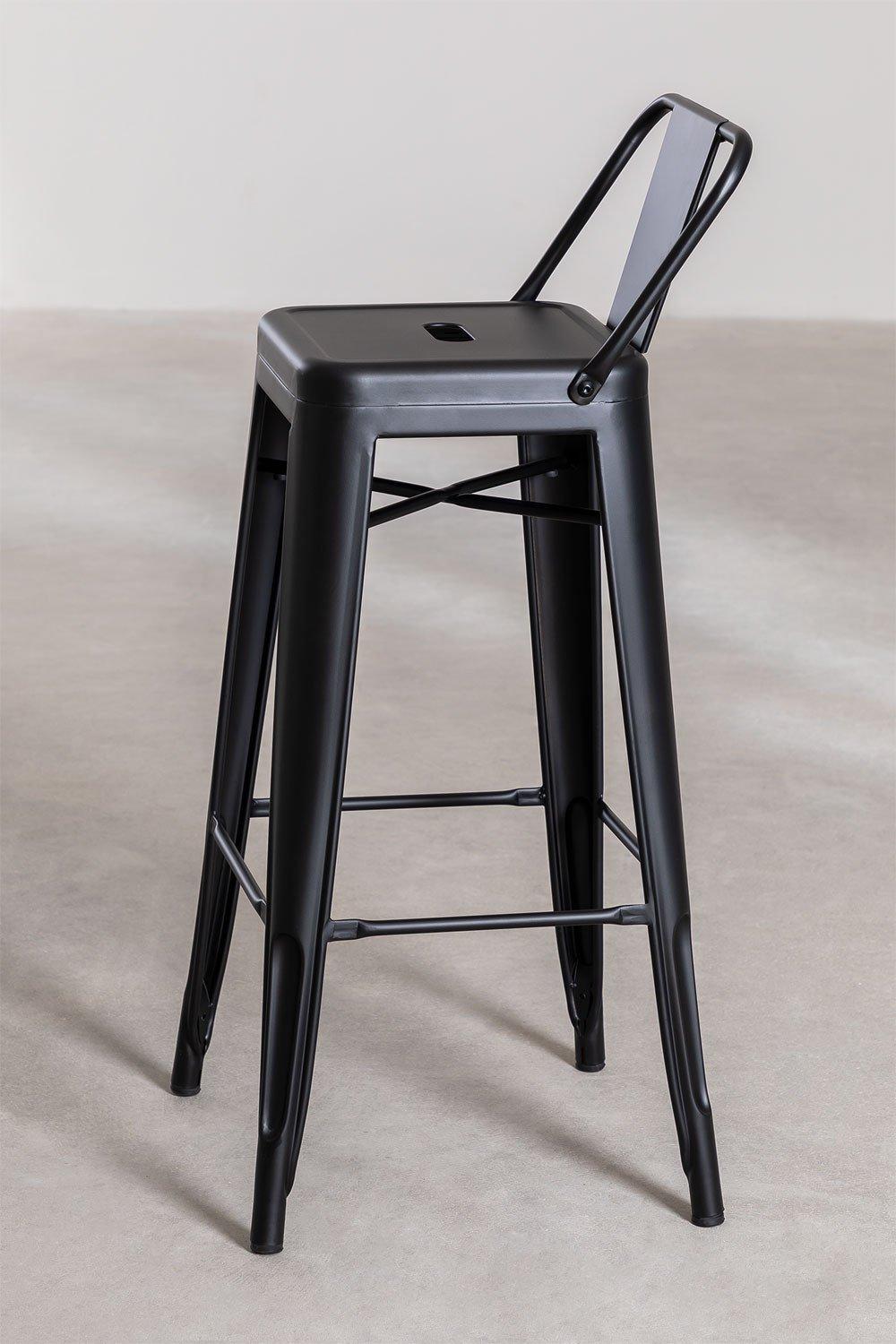 Sklum Taburete Alto Con Respaldo 76cm En Acero Negro LIX Mate